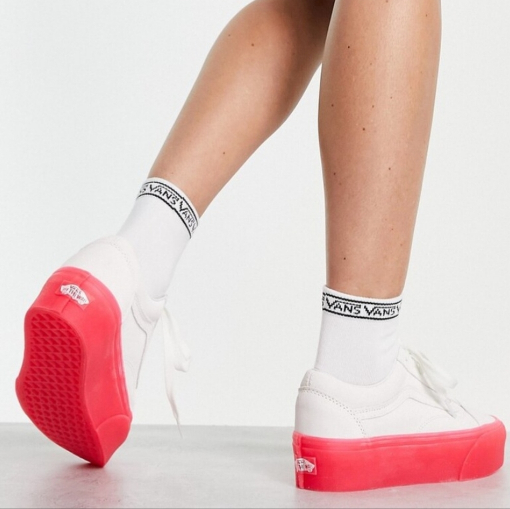 Vans UA Stackform sneakers in white with pink gum sole size5.5 new - Picture 9 of 10